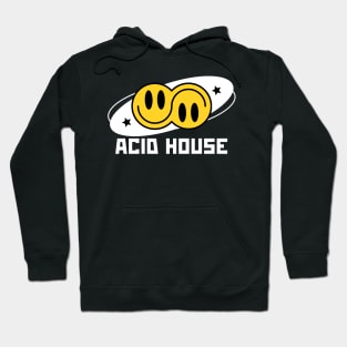 ACID HOUSE  - Double Smiley Flip (White) Hoodie